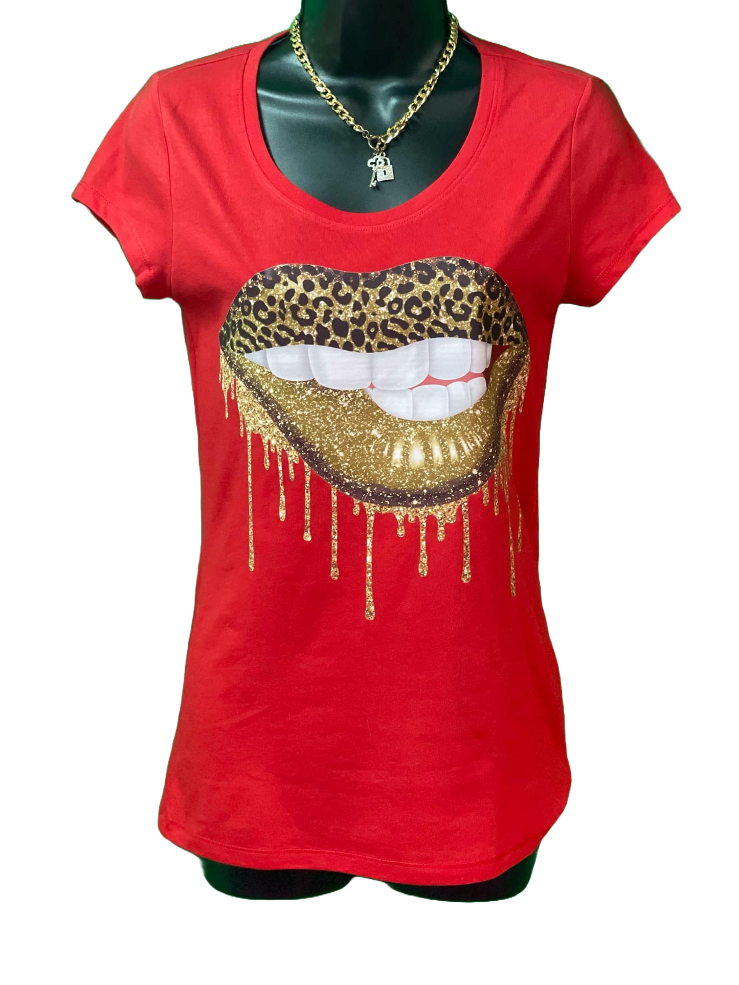 Glam Drip Leopard Lips Tee