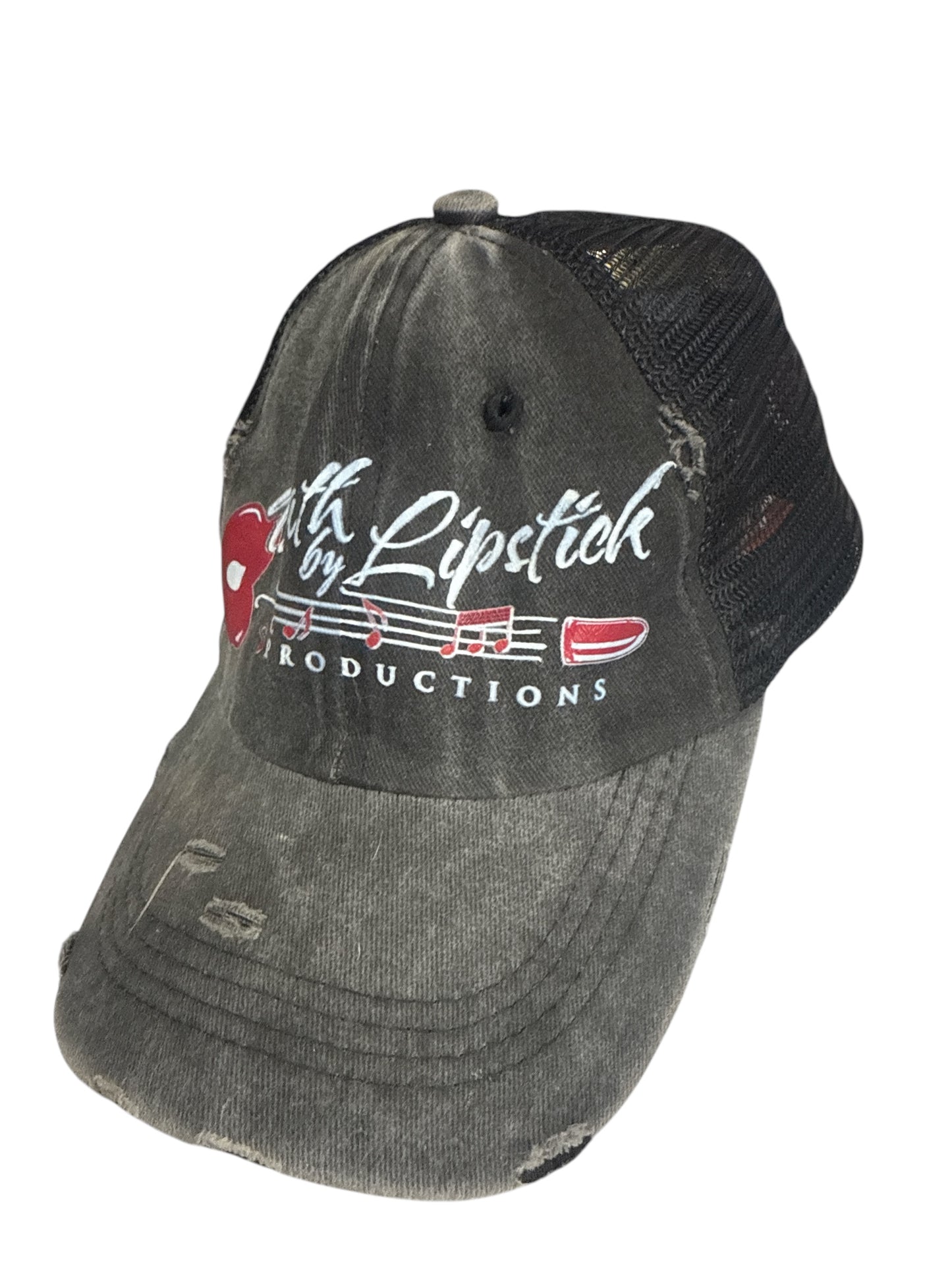 Death By Lipstick Vintage Distressed Baseball Trucker Hat