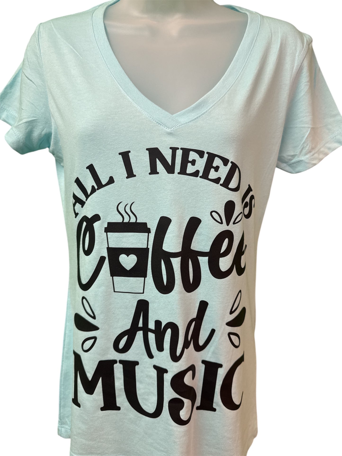 Fuel Your Hustle: The "Coffee & Music" V-Neck Tee