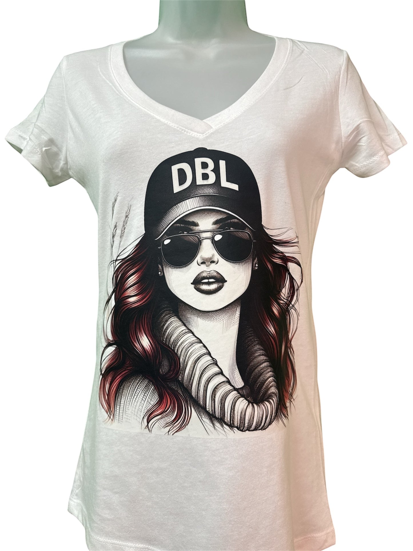 Express Yourself: Death By Lipstick Graphic V-Neck Tee