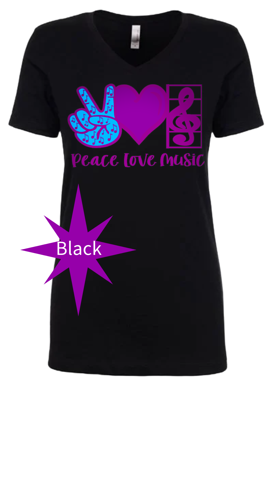 Peace Love Music V-Neck Tee