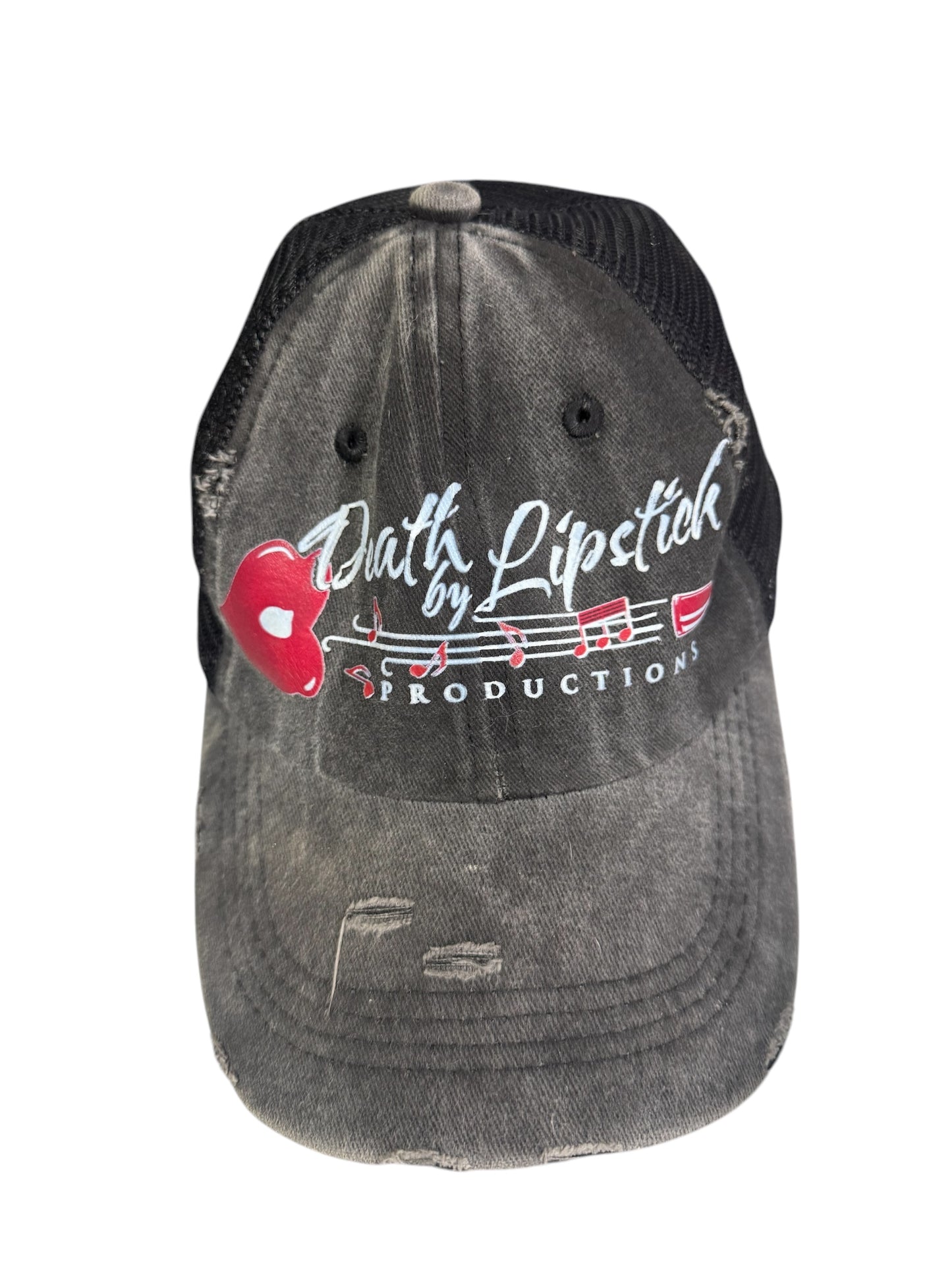 Death By Lipstick Vintage Distressed Baseball Trucker Hat