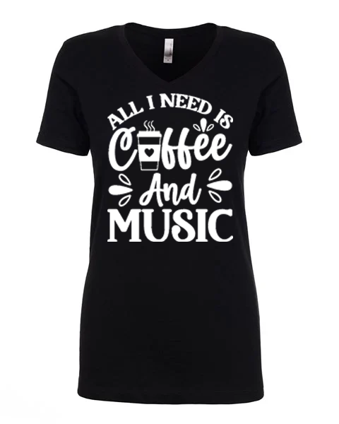 Fuel Your Hustle: The "Coffee & Music" V-Neck Tee