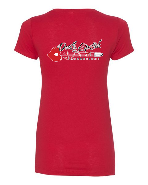 Express Yourself: Death By Lipstick Graphic V-Neck Tee